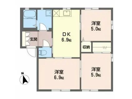 ネスト タチバナ A(3DK/1階)の間取り写真