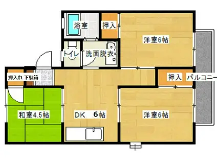 ハイユニメントL(3DK/1階)の間取り写真