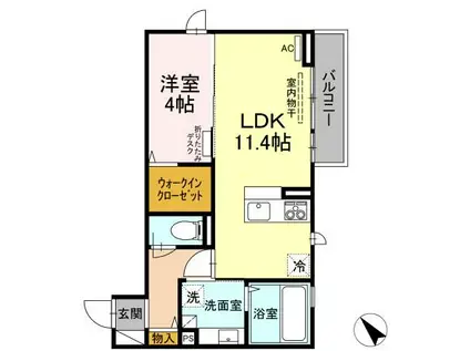 カーサ・デ・津森(1LDK/2階)の間取り写真