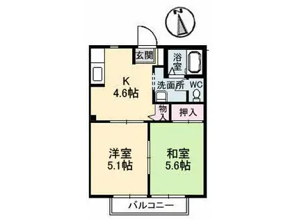 シャーメゾンMIHO(2DK/2階)の間取り写真