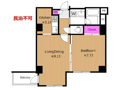 定期 初台 1LDK COURT HATSUDAI R(1LDK/2階)の間取り写真