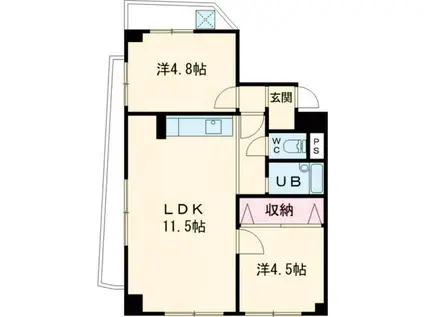 サンクレバー(2LDK/4階)の間取り写真