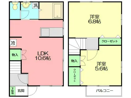 パティオSHINWA(2LDK/1階)の間取り写真