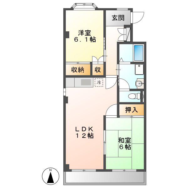 サイレントヴィラ(2LDK/2階)の間取り写真