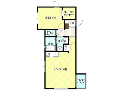 ラフィーネSORA(1LDK/3階)の間取り写真