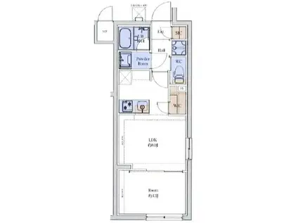 プロスタイルウェルス堀切菖蒲園(1LDK/2階)の間取り写真