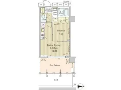 パークアクシス池田山(1LDK/4階)の間取り写真