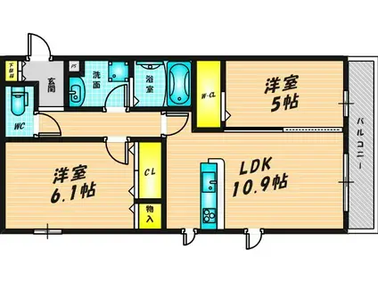 アコルデ西岩田(2LDK/2階)の間取り写真