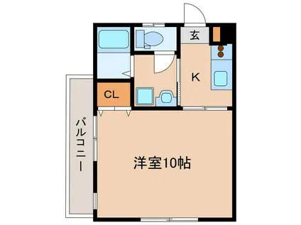 ハピネス札元(1K/3階)の間取り写真