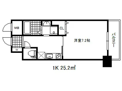 レジデンス神戸グルーブハーバーウエスト(1K/2階)の間取り写真