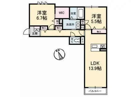 グランマスト矢賀(2LDK/2階)の間取り写真
