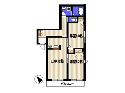 アミコート(2LDK/1階)の間取り写真