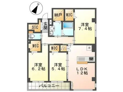 イーストウィステリアワン(3LDK/1階)の間取り写真
