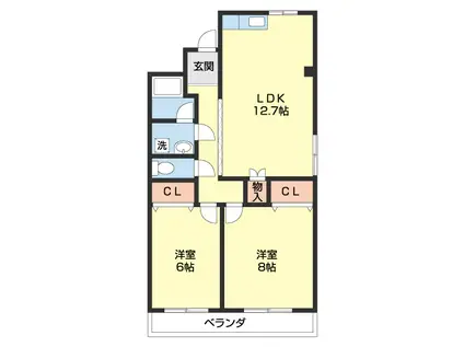 コーポ紀三井寺(2LDK/3階)の間取り写真
