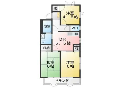 セフィラ B(3DK/1階)の間取り写真