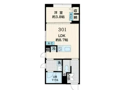 FULLEA恵比寿(1LDK/3階)の間取り写真