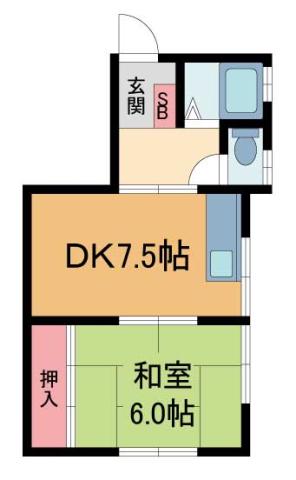 緑荘(1DK/1階)の間取り写真