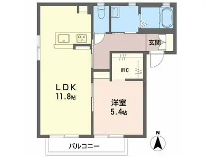 フォンテーヌ東A/B(1LDK/2階)の間取り写真