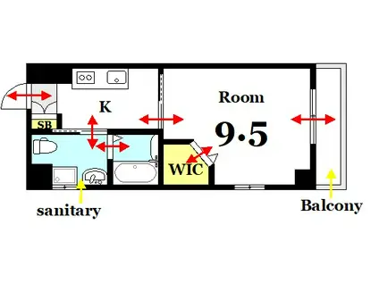 パレグレース中広II(1K/3階)の間取り写真