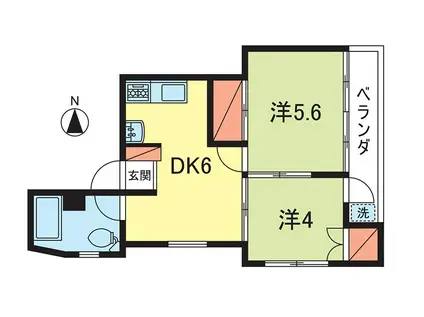 福田屋ビル(2DK/5階)の間取り写真