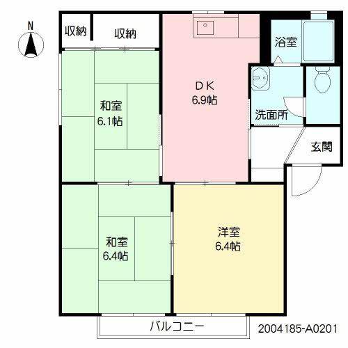 アビーロード A(2LDK/2階)の間取り写真