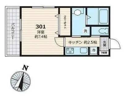 飛馬人館(1K/3階)の間取り写真