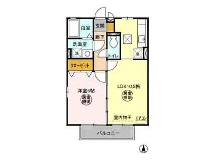 モンレーブ(1LDK/1階)の間取り写真