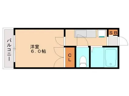 デュエル折尾(1K/2階)の間取り写真