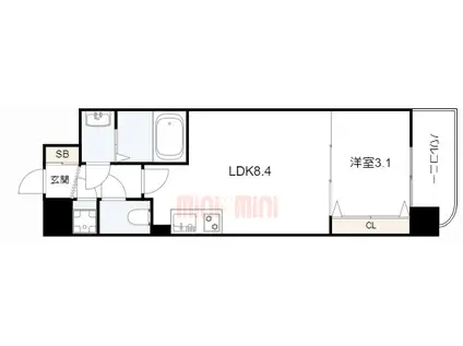 セレニテ神戸ミラクノール(1LDK/2階)の間取り写真