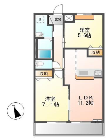 パストラルYAGUSU(2LDK/1階)の間取り写真