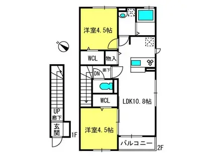 グランシャリオ(2LDK/2階)の間取り写真