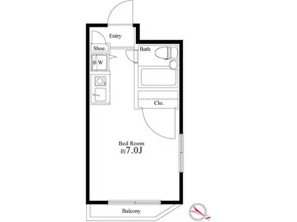 クレセール笹塚(ワンルーム/2階)の間取り写真