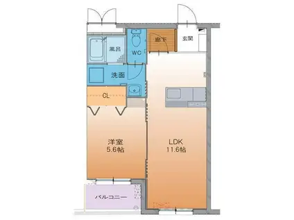 あったかハイツ(1LDK/3階)の間取り写真