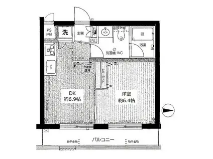 センチュリー西新宿(1DK/2階)の間取り写真