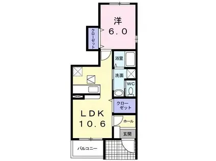 プリムヴェールB(1LDK/1階)の間取り写真