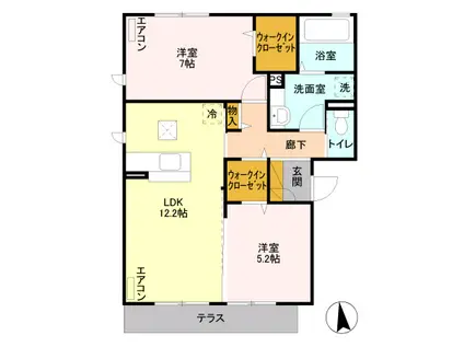 東武佐野線 佐野市駅 徒歩22分 3階建 築13年(2LDK/1階)の間取り写真
