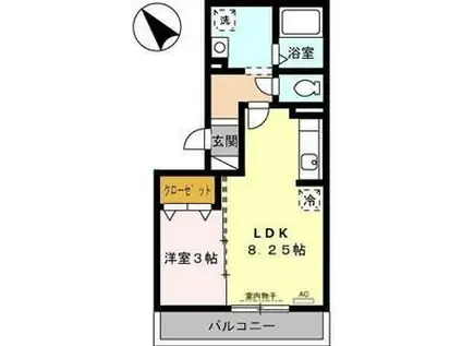 ソーサーハウス(1LDK/2階)の間取り写真