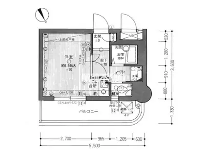 ライオンズマンション東町(ワンルーム/4階)の間取り写真