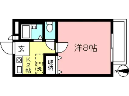 コンフォール城南 B棟(1K/1階)の間取り写真