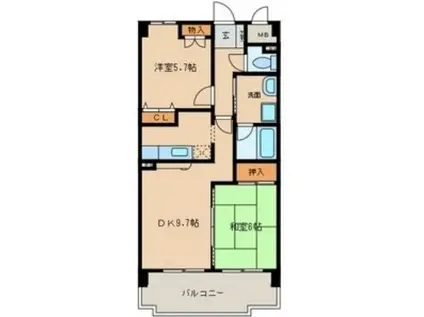 エクセレントみずの(2LDK/5階)の間取り写真