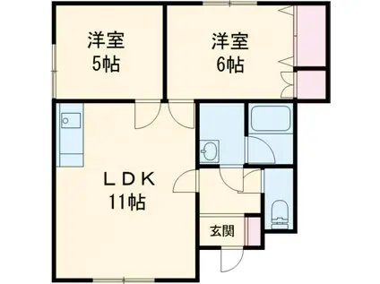 レインボーハウス澄川NO3(2DK/1階)の間取り写真