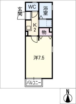 BELLAIR ANNEX(1K/2階)の間取り写真