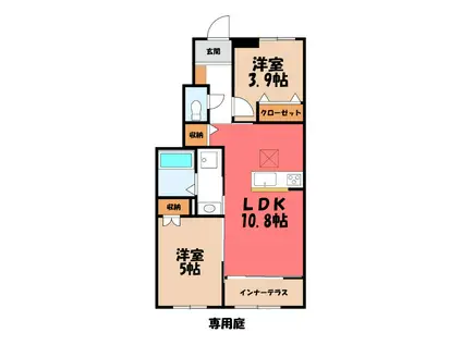 ＪＲ高崎線 深谷駅 徒歩27分 2階建 築3年(2LDK/1階)の間取り写真