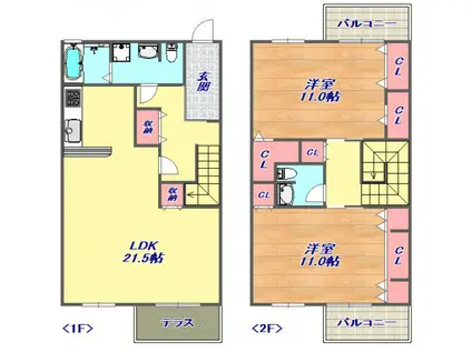 BEC 住吉山手レジデンス(2LDK/1階)の間取り写真