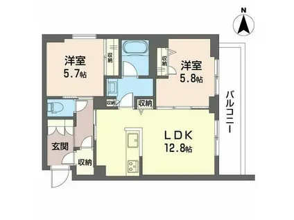 ヒルズスカイガーデン(2LDK/1階)の間取り写真