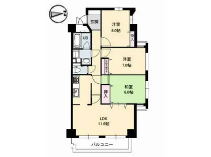 メゾン・ド・ナリヤB棟(3LDK/6階)の間取り写真