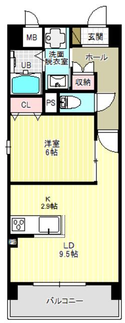 クレリア南一番(1LDK/2階)の間取り写真