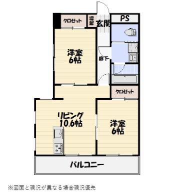 レジデンス花の木(2LDK/2階)の間取り写真