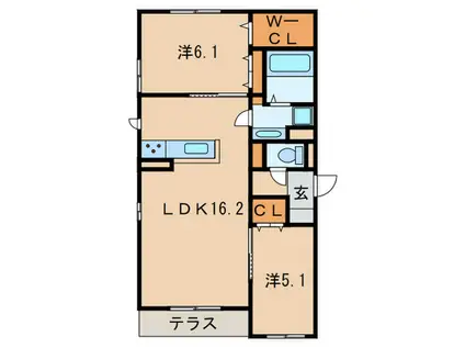 メゾン塚口(2LDK/1階)の間取り写真
