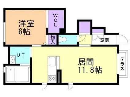 シャーメゾン 桐ノ沢I(1LDK/1階)の間取り写真